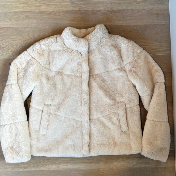 Ambiance Outerwear Faux Fur Shearling Teddy Jacket Ivory Womens Size Large - Picture 3 of 9